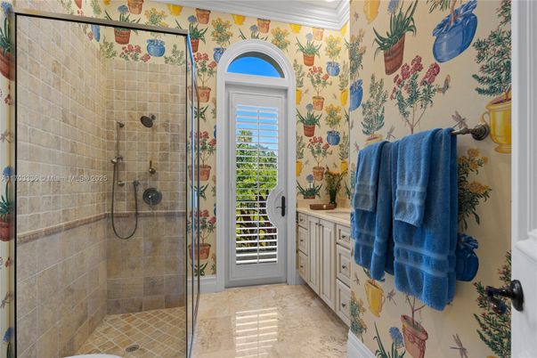 Bathroom, Glass Shower, Interior, Stone Walls