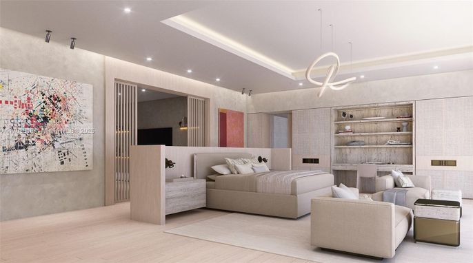 Bedroom, Interior, Living room, Pendant Lights, Recessed Lighting, Wood Texture Flooring