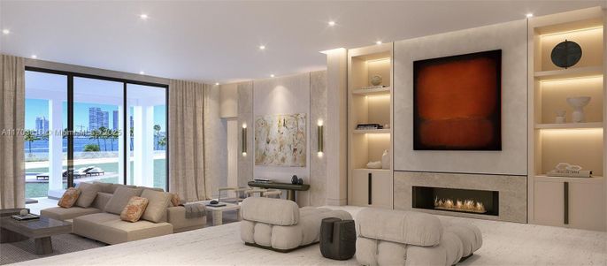 Fireplace, Interior, Living room, Recessed Lighting
