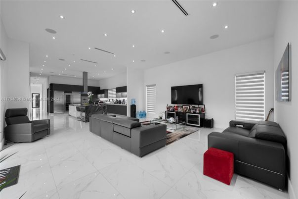 Interior, Kitchen, Living room, Marble, Recessed Lighting, Stainless Steel Appliances