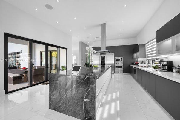 Interior, Kitchen, Marble, Recessed Lighting, Stainless Steel Appliances
