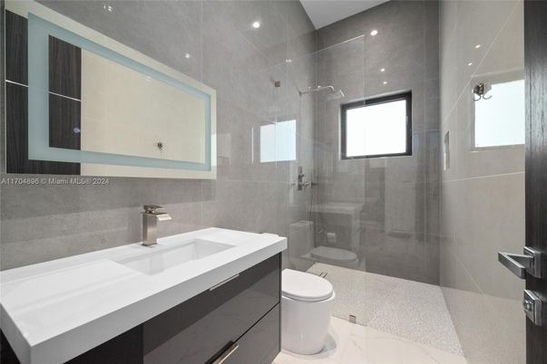 Bathroom, Glass Shower, Interior, Marble, Recessed Lighting