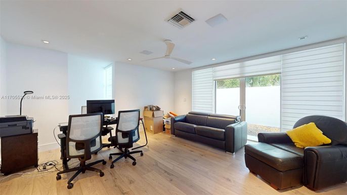 Home Office, Interior, Recessed Lighting, Wood Texture Flooring