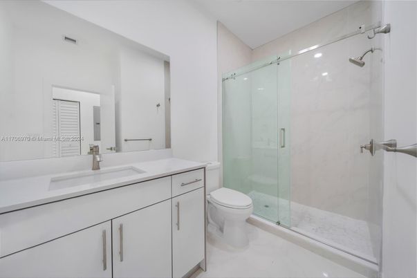 Bathroom, Glass Shower, Interior, Marble Walls, Recessed Lighting
