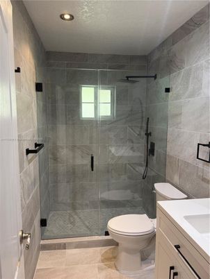 Bathroom, Glass Shower, Interior, Marble Walls, Recessed Lighting