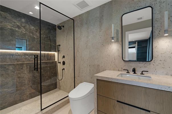Bathroom, Glass Shower, Interior, Recessed Lighting