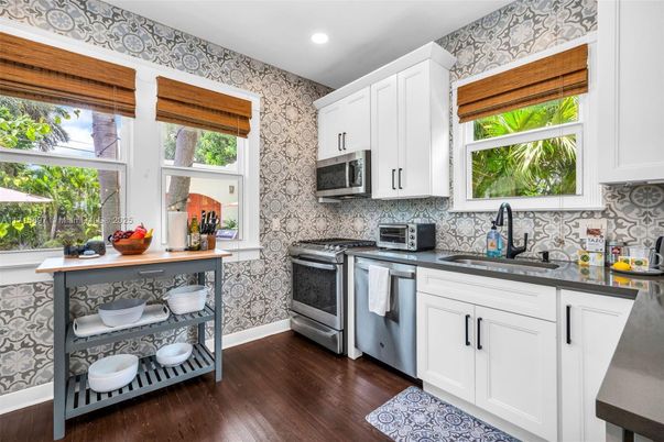 Interior, Kitchen, Recessed Lighting, Wood Texture Flooring