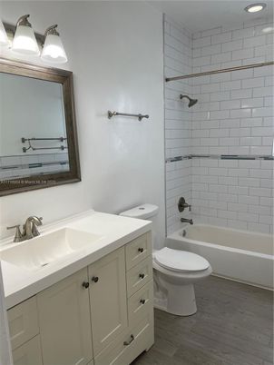 Bathroom, Interior, Recessed Lighting, Wood Texture Flooring