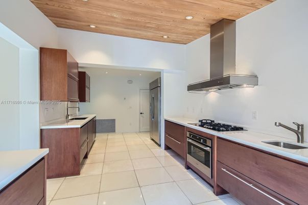 Interior, Kitchen, Recessed Lighting, Stainless Steel Appliances, Wooden Ceilings