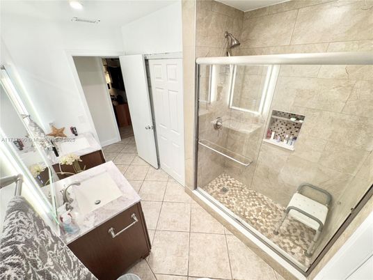Bathroom, Glass Shower, Interior, Recessed Lighting