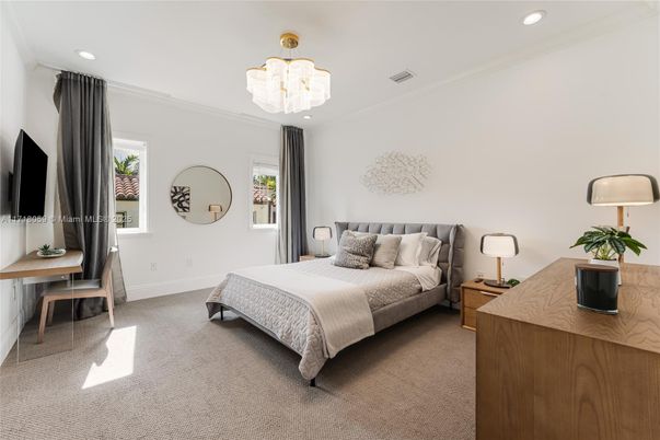 Bedroom, Chandelier, Interior, Recessed Lighting