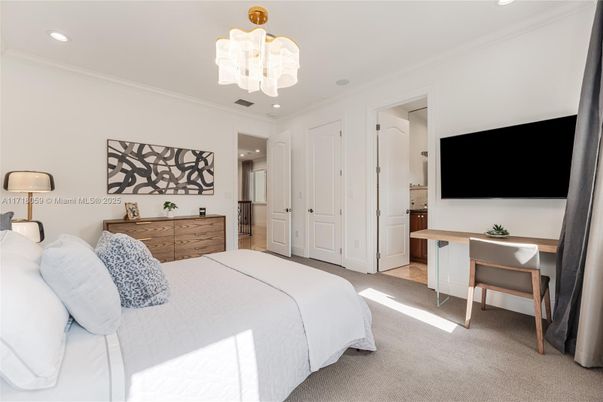 Bedroom, Chandelier, Home Office, Interior, Recessed Lighting