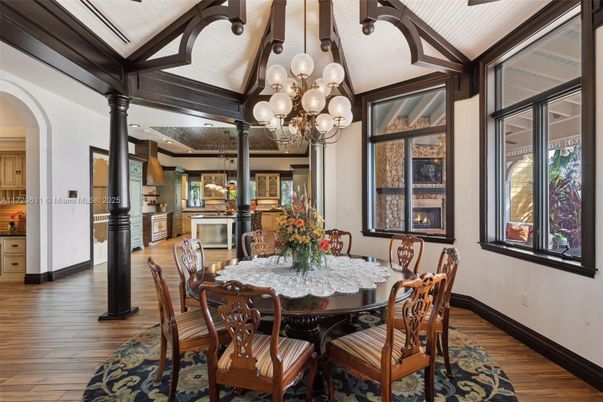 Chandelier, Dining room, Interior, Pendant Lights, Wood Texture Flooring