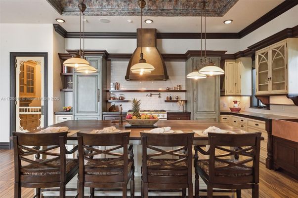 Interior, Kitchen, Pendant Lights, Recessed Lighting, Wood Texture Flooring