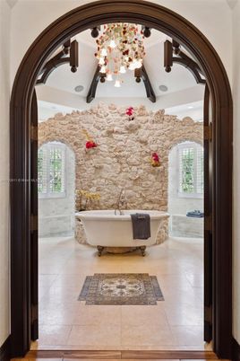 Bathroom, Free Standing Baths, Interior, Stone Walls