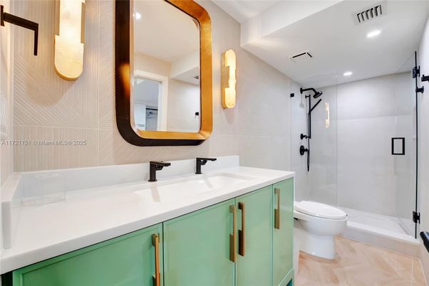 Bathroom, Glass Shower, Interior, Recessed Lighting