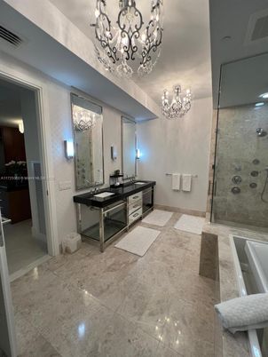 Bathroom, Chandelier, Glass Shower, Interior