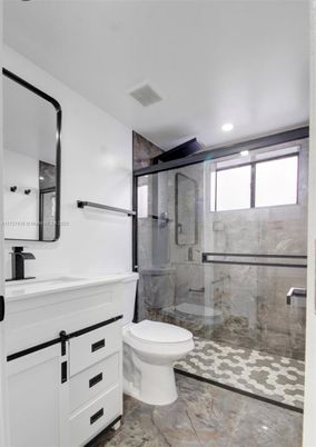 Bathroom, Glass Shower, Interior, Recessed Lighting