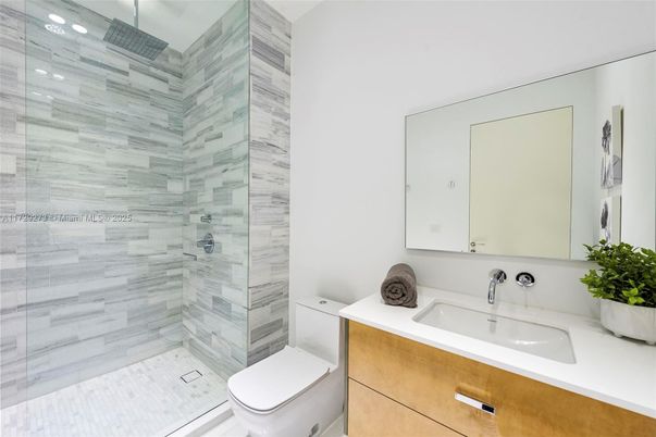 Bathroom, Glass Shower, Interior, Recessed Lighting