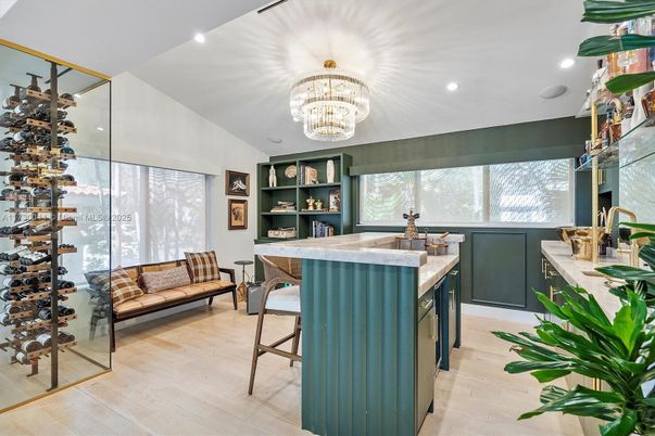 Chandelier, Interior, Recessed Lighting, Wine Storage, Wood Texture Flooring