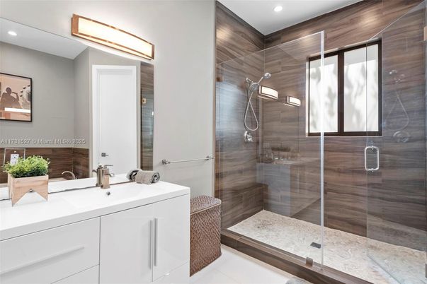 Bathroom, Glass Shower, Interior, Recessed Lighting
