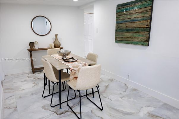 Dining room, Interior, Marble, Recessed Lighting
