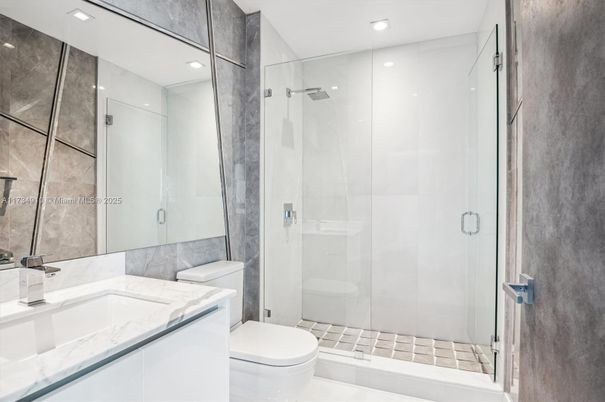 Bathroom, Glass Shower, Interior, Recessed Lighting