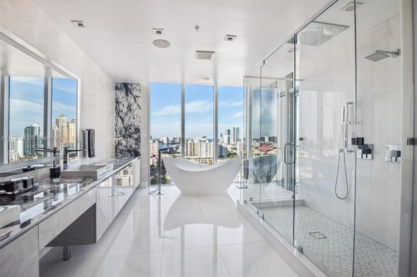Bathroom, Glass Shower, Interior, Recessed Lighting