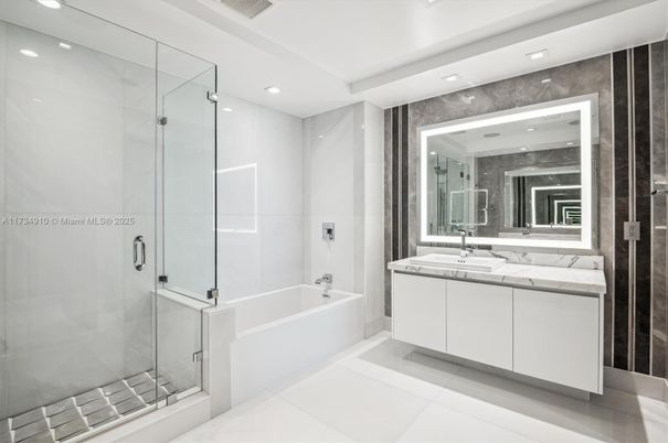 Bathroom, Glass Shower, Interior, Recessed Lighting