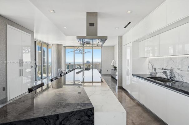 Interior, Kitchen, Marble Walls, Recessed Lighting