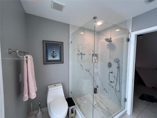 Bathroom, Glass Shower, Interior, Marble Walls