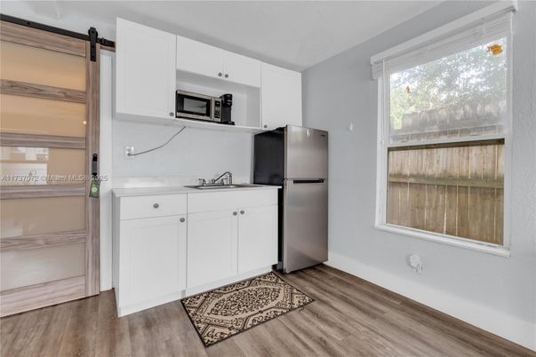 Interior, Kitchen, Stainless Steel Appliances, Wood Texture Flooring