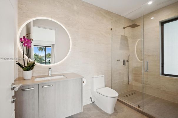 Bathroom, Glass Shower, Interior, Recessed Lighting