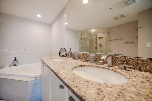 Bathroom, Dual Sink Vanities, Glass Shower, Interior, Recessed Lighting