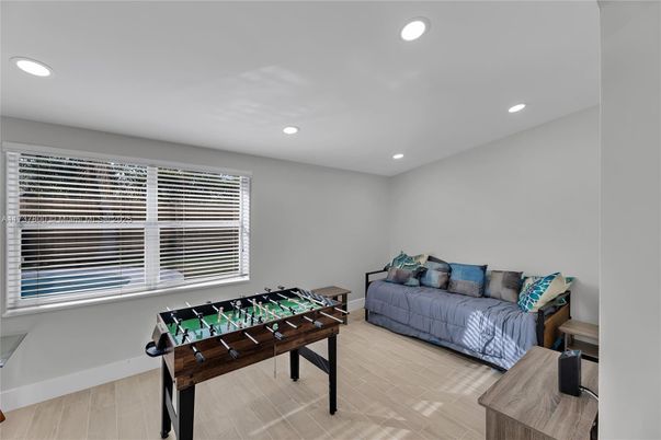 Game Room, Interior, Recessed Lighting, Wood Texture Flooring