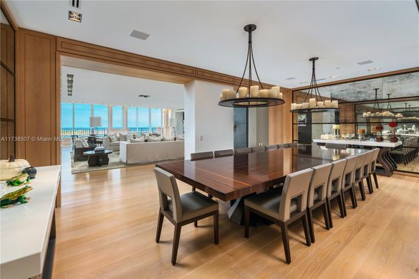Chandelier, Dining room, Interior, Living room, Pendant Lights, Recessed Lighting, Wood Texture Flooring