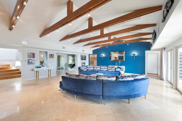 Interior, Living room, Recessed Lighting, Wooden Beams