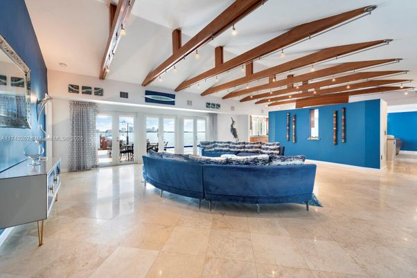 Interior, Living room, Recessed Lighting, Wooden Beams