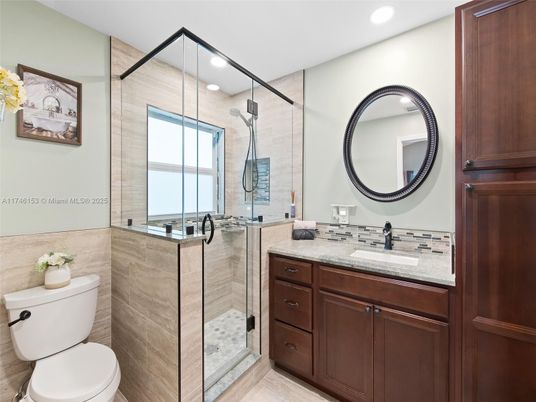 Bathroom, Glass Shower, Interior, Recessed Lighting