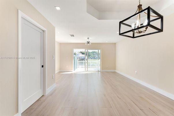 Empty room, Interior, Pendant Lights, Recessed Lighting, Wood Texture Flooring