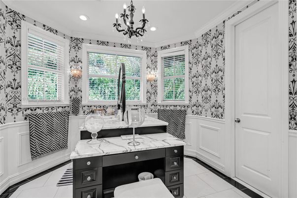 Bathroom, Chandelier, Interior, Recessed Lighting