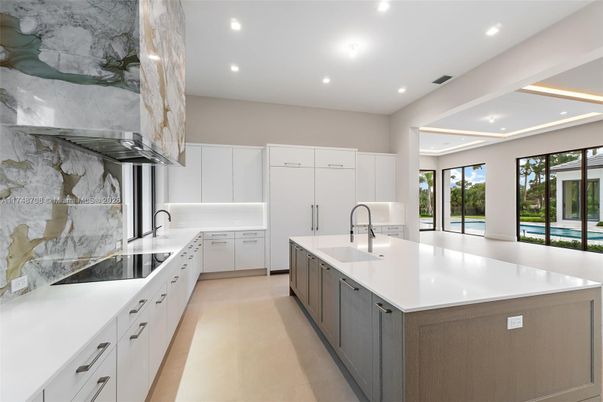 Interior, Kitchen, Marble Walls, Recessed Lighting