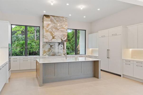 Interior, Kitchen, Marble Walls, Recessed Lighting