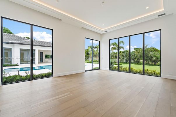 Empty room, Interior, Recessed Lighting, Wood Texture Flooring