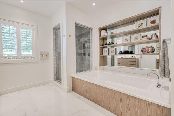 Bathroom, Glass Shower, Interior, Marble, Recessed Lighting