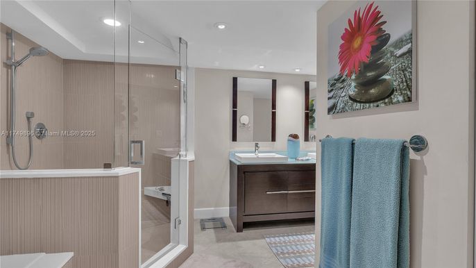 Bathroom, Glass Shower, Interior, Recessed Lighting