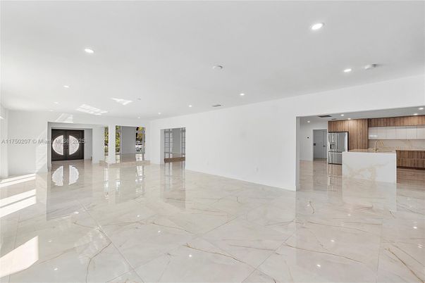 Empty room, Interior, Kitchen, Marble, Recessed Lighting