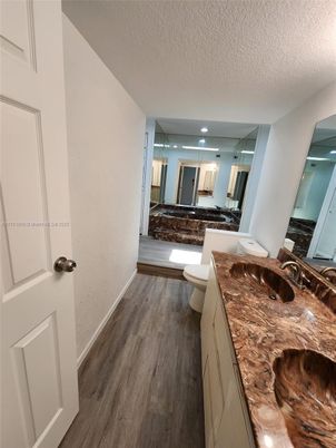 Bathroom, Interior, Recessed Lighting, Wood Texture Flooring
