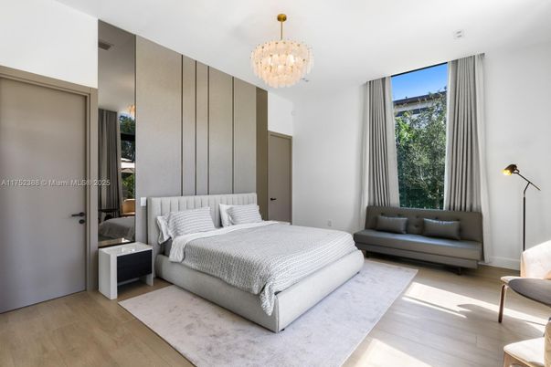 Bedroom, Chandelier, Interior, Wood Texture Flooring