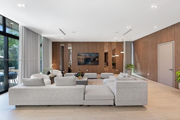 Interior, Living room, Recessed Lighting, Wooden Walls